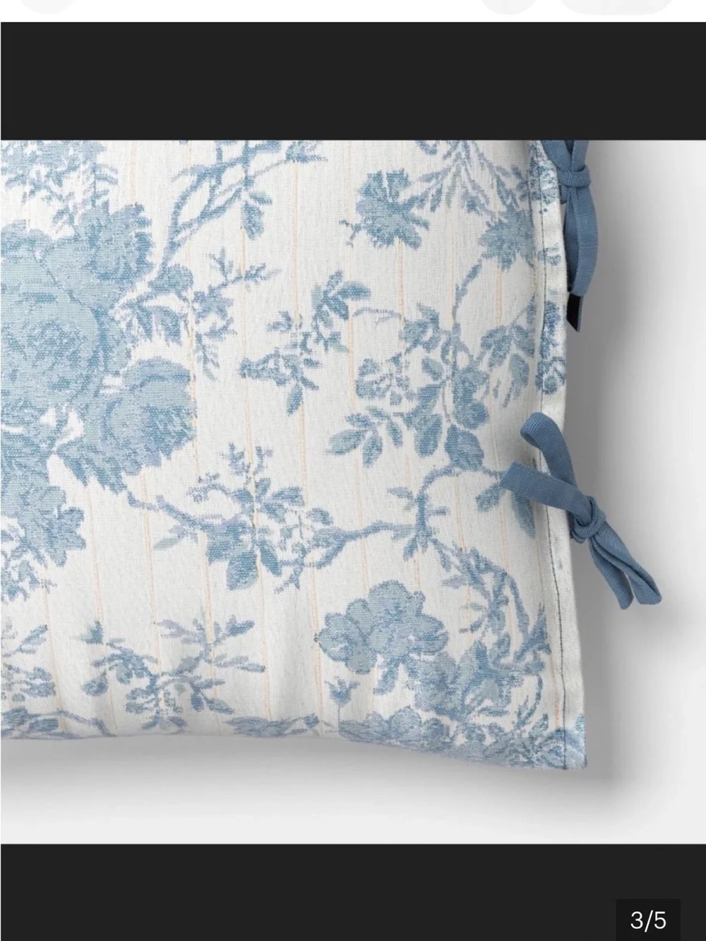 Studio McGee 18” x  18” Woven Stripe Blue Outdoor Pillow with side bows